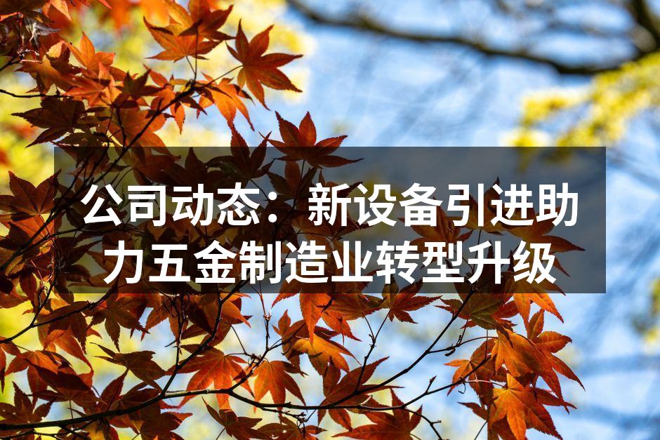 新设备助力生产效率提升